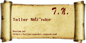 Teller Nándor névjegykártya